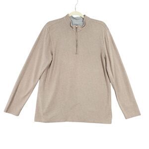 MIZZEN + MAIN Tan 1/4 Zip Pullover Casual Performance Long Sleeve SIZE LARGE